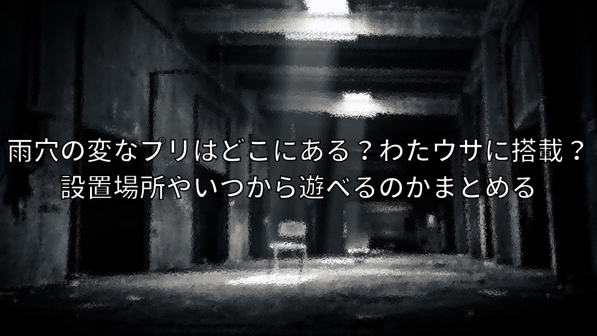 雨穴,変なプリ,どこにある,わたウサ,設置場所,いつから,プリクラ,株式会社闇